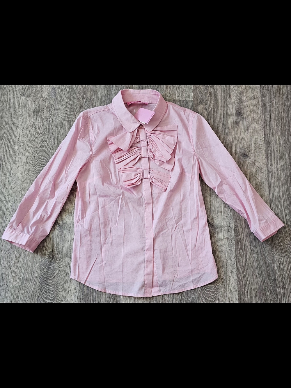 NWT Sinclaire 10 Pink Ruffle Bow Front Blouse Shirt Large